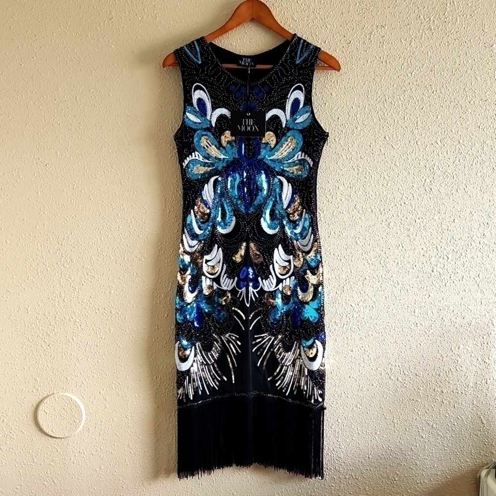 𝅺the Moon Studed Black 40s style Dress